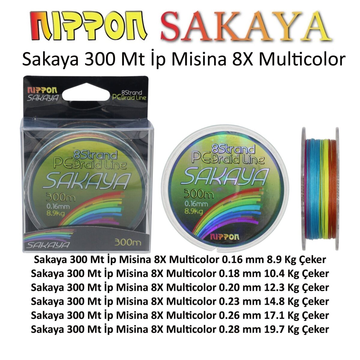nippon-sakaya-300-metre-ip-misina-multicolor Sakaya 300 Mt İp - İstanbul Av Market