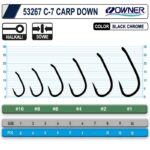 Owner 53267 C-7 Carp Down Black Chrome Sazan İğnesi Balık Avcılığı - Görsel 2